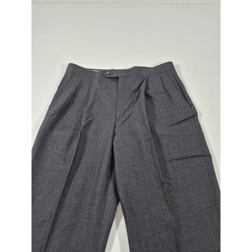 VTG Sansabelt Dress Pants Mens 34x36 Gray Wool Pleated Straight Comfort Waist